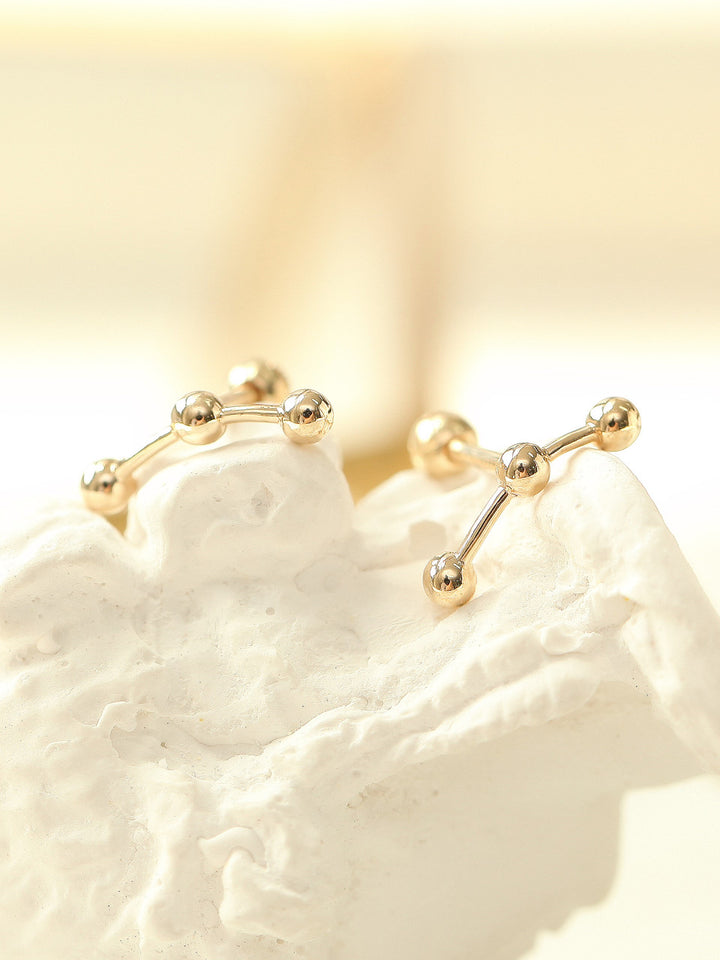 14K gold Triple Ball cartilage earring 18g16g