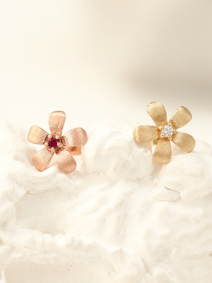 14K Gold Flower Cartilage Earring 18G16G