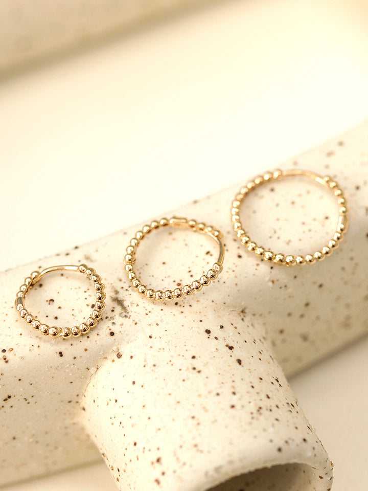 14K Gold Wave Ball Hoop Earring