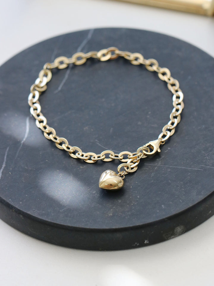 14K Gold Hollow Chain Bracelet