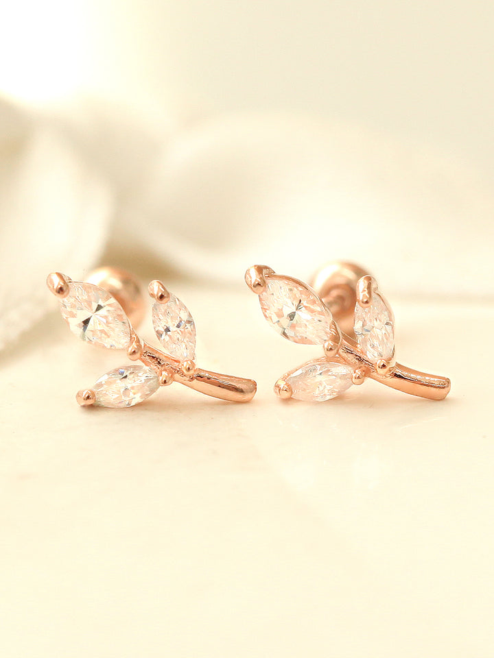 14K gold Leaf Cubic cartilage earring 20g