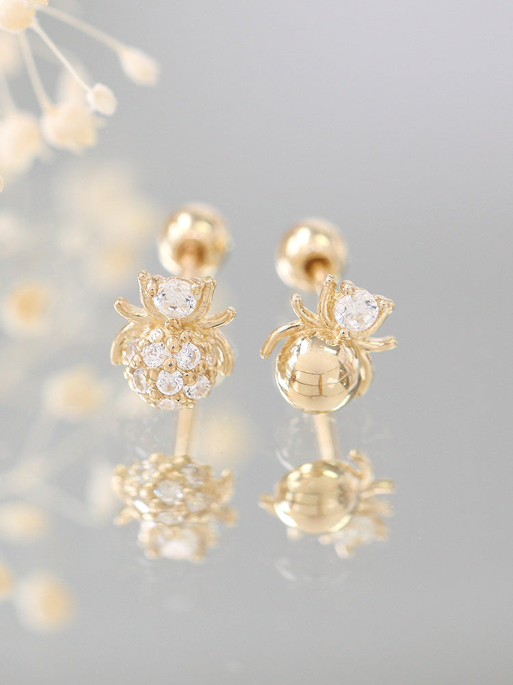 14K gold Mini Spider cartilage earring 20g