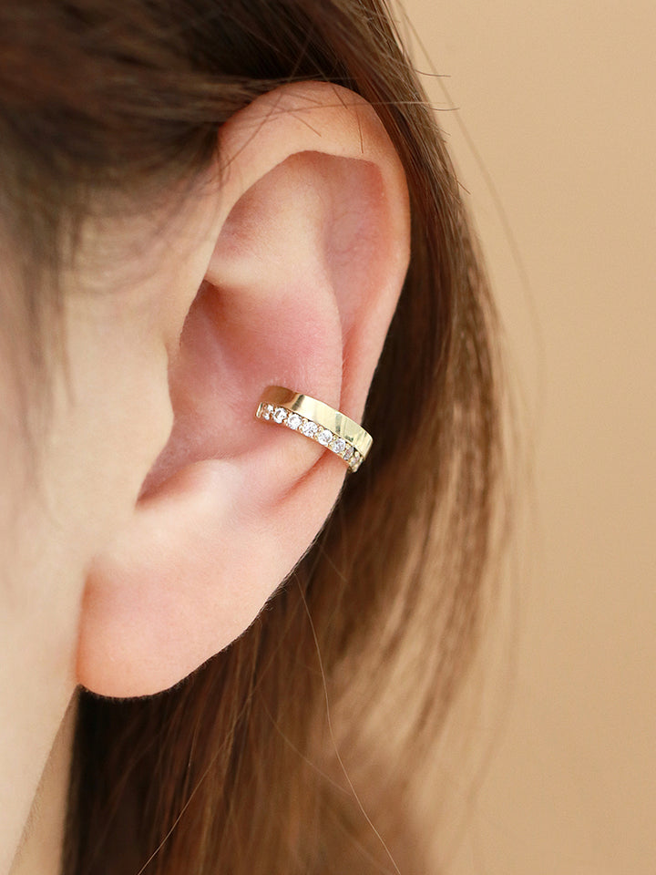 14K Gold Bold Cubic Ear Cuff