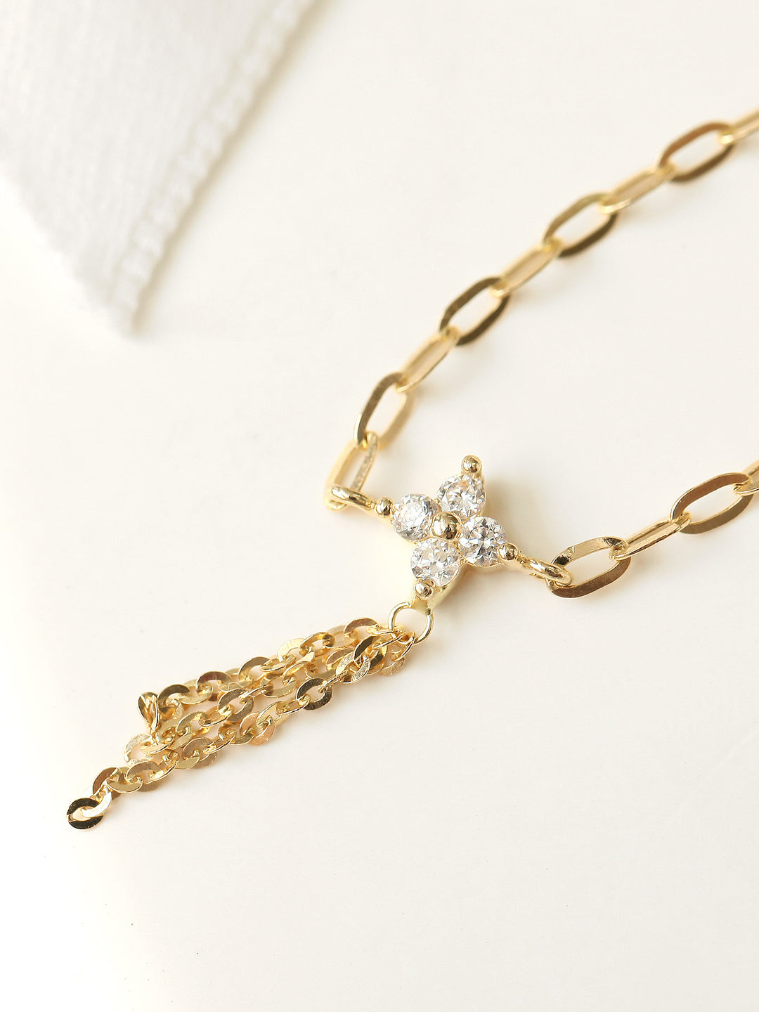 14K Gold Cubic Flower Chain Anklet