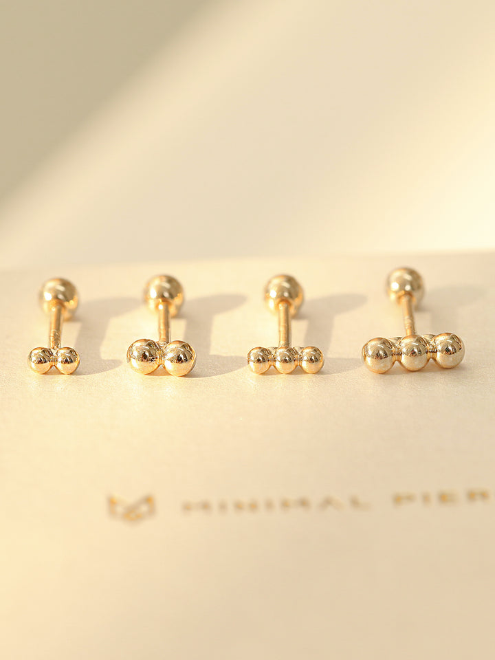 14K Gold Mini Ball Labret & Barbell Piercing 18G16G