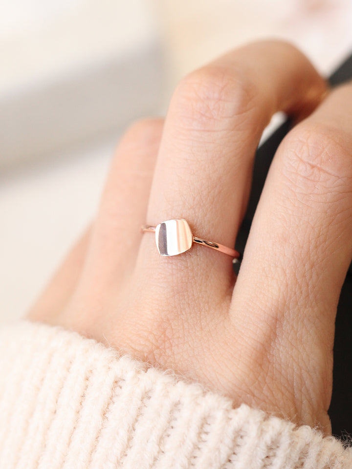 14K 18K Gold Modern Square Ring