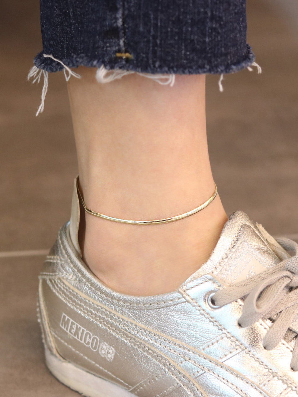 14K Gold Snake Chain Anklet Bracelet