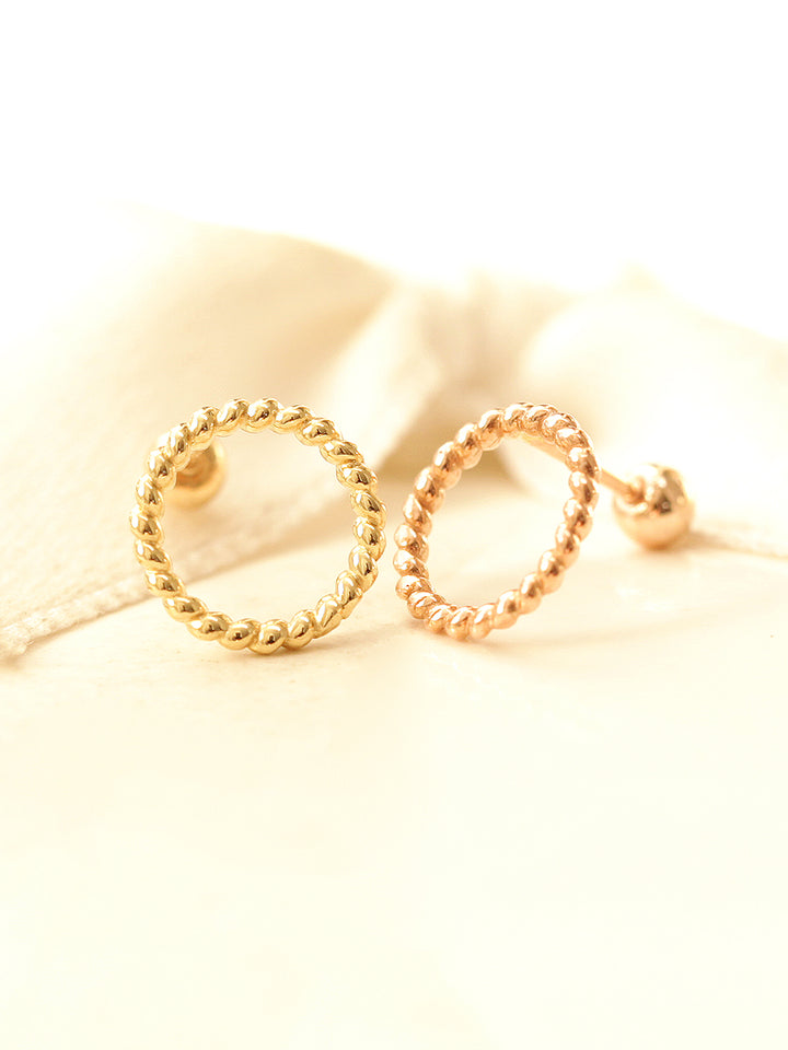 14K gold Twist Circle Cartilage Earring 20g