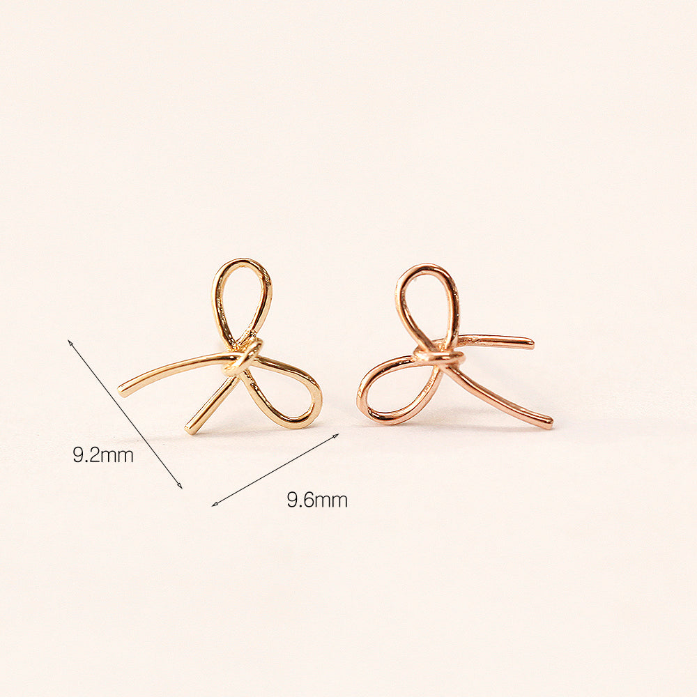 14K Gold Ribbon Stud Earring