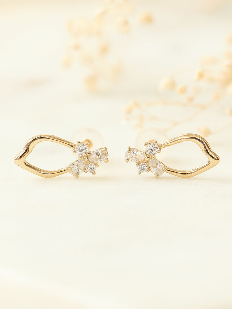 14K gold CZ frame earlobe piercing 20g