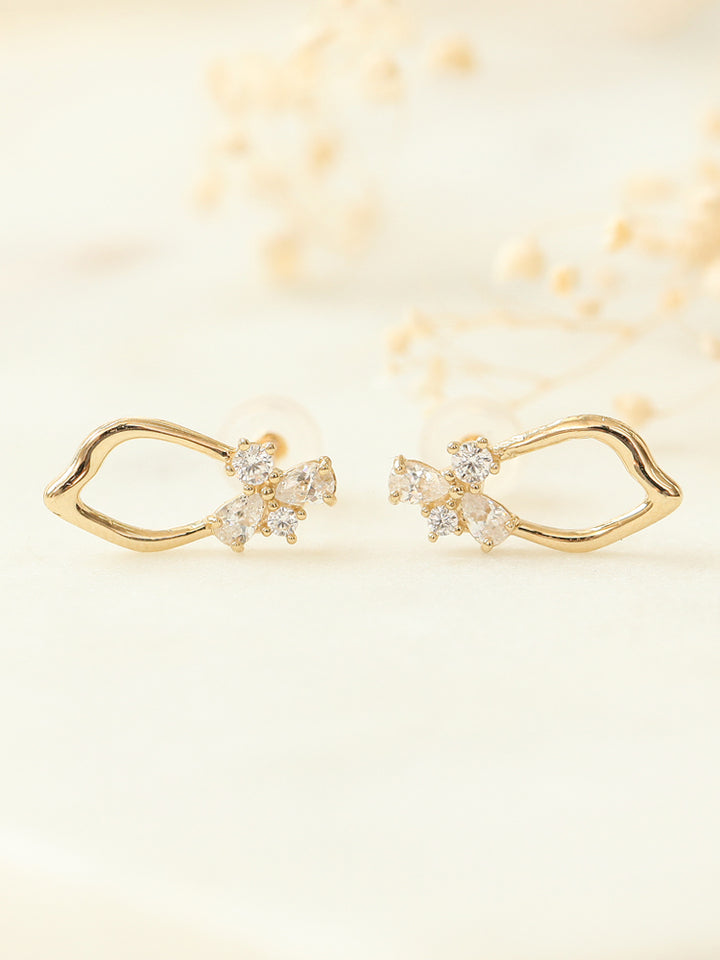 14K gold CZ frame earlobe piercing 20g