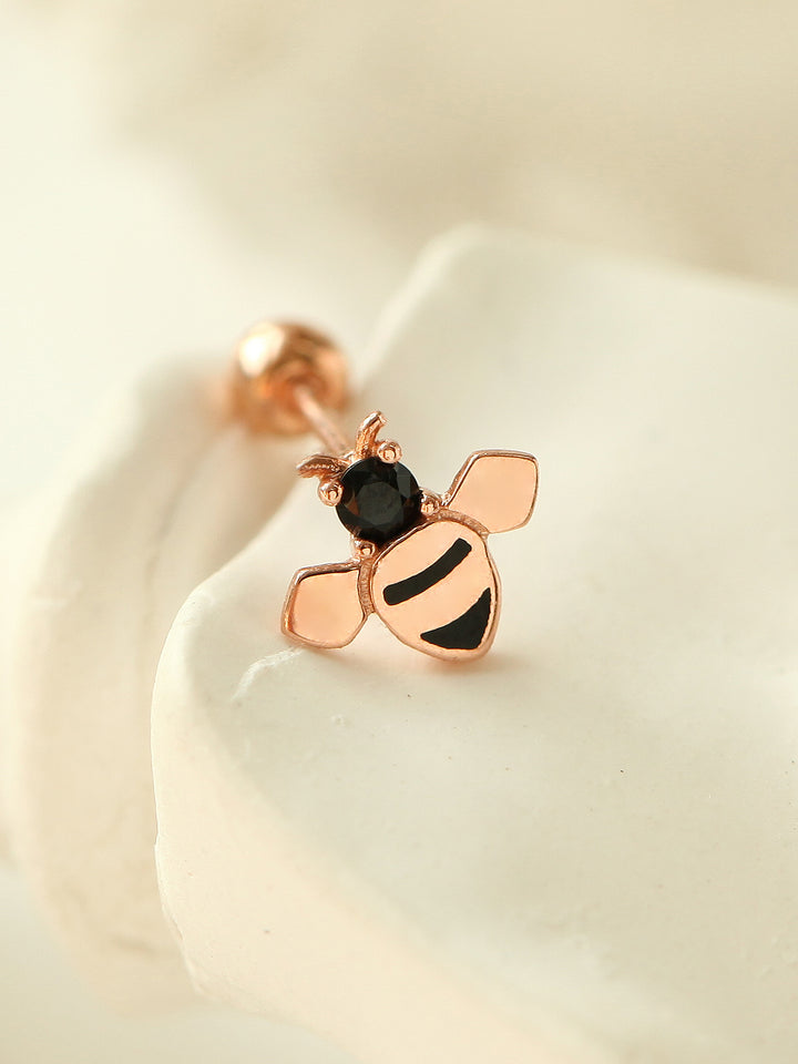 14K Gold Bee Cartilage Earring 20g