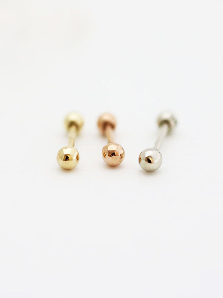 14K Gold Simple Ball Cartilage Earring 18G16G