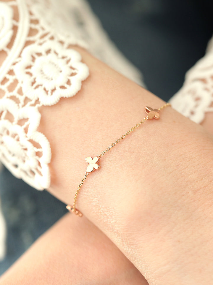 14K 18K Gold Mini Butterfly Anklet Bracelet