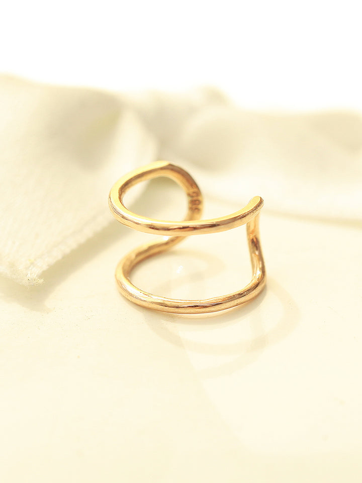 14K Gold Double Hoop Ear Cuff