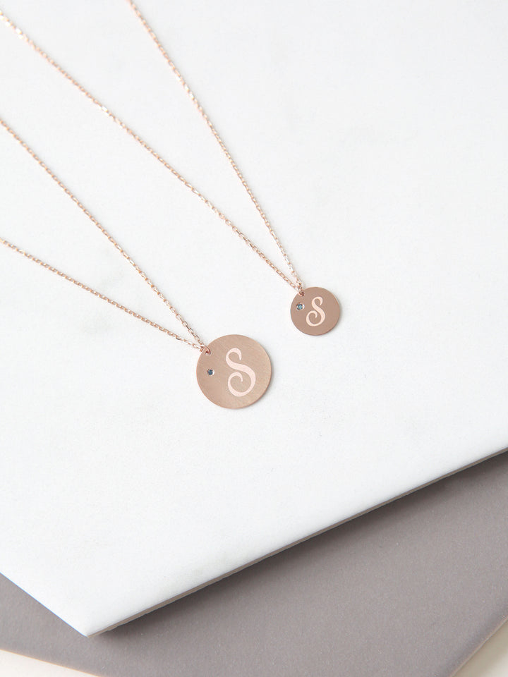 14K 18K Gold Initial Dia Necklace