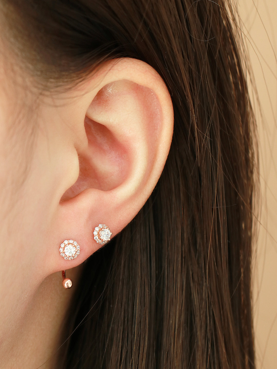 14K Gold Cubic Curve Tragus Piercing 18G16G