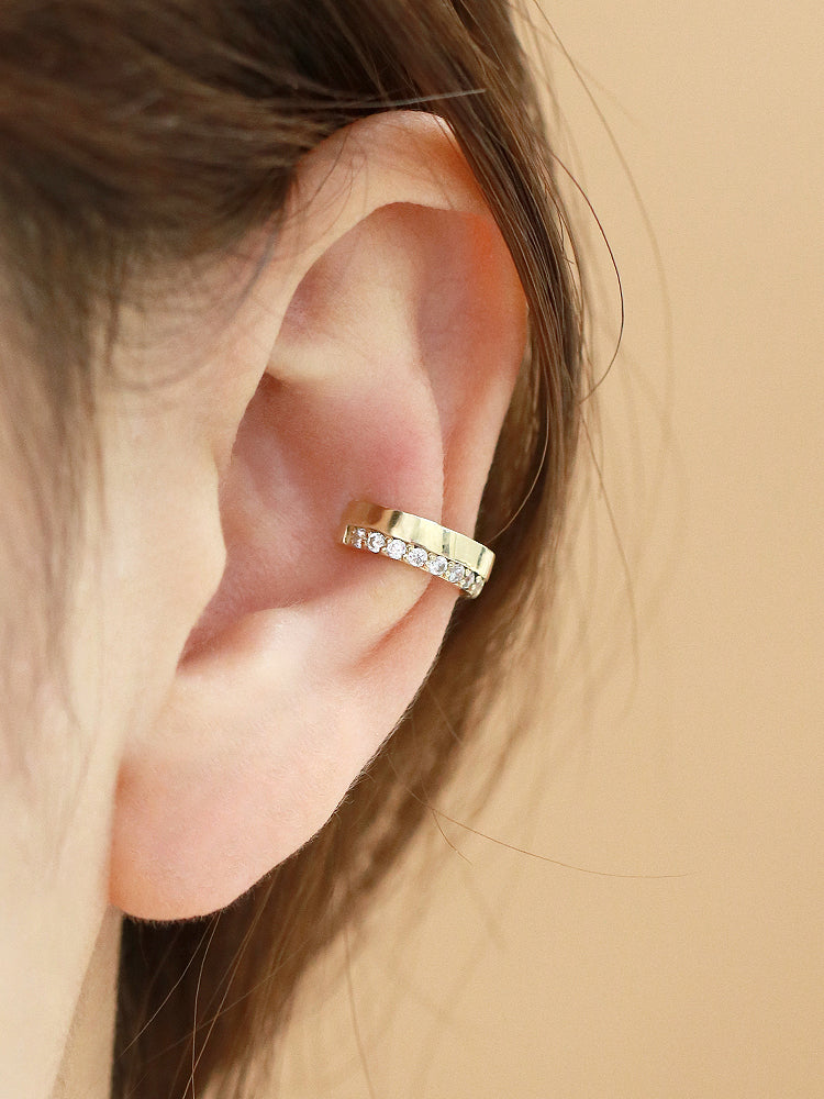 14K Gold Bold Cubic Ear Cuff