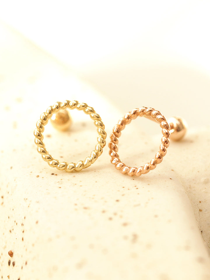 14K gold Twist Circle Cartilage Earring 20g