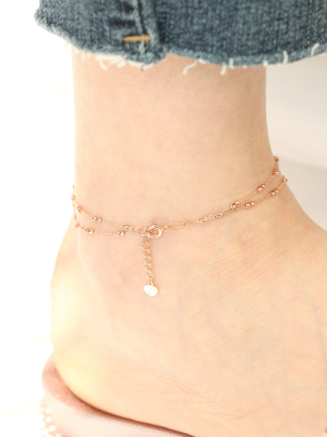 14K 18K Gold Cutting Ball Chain Anklet