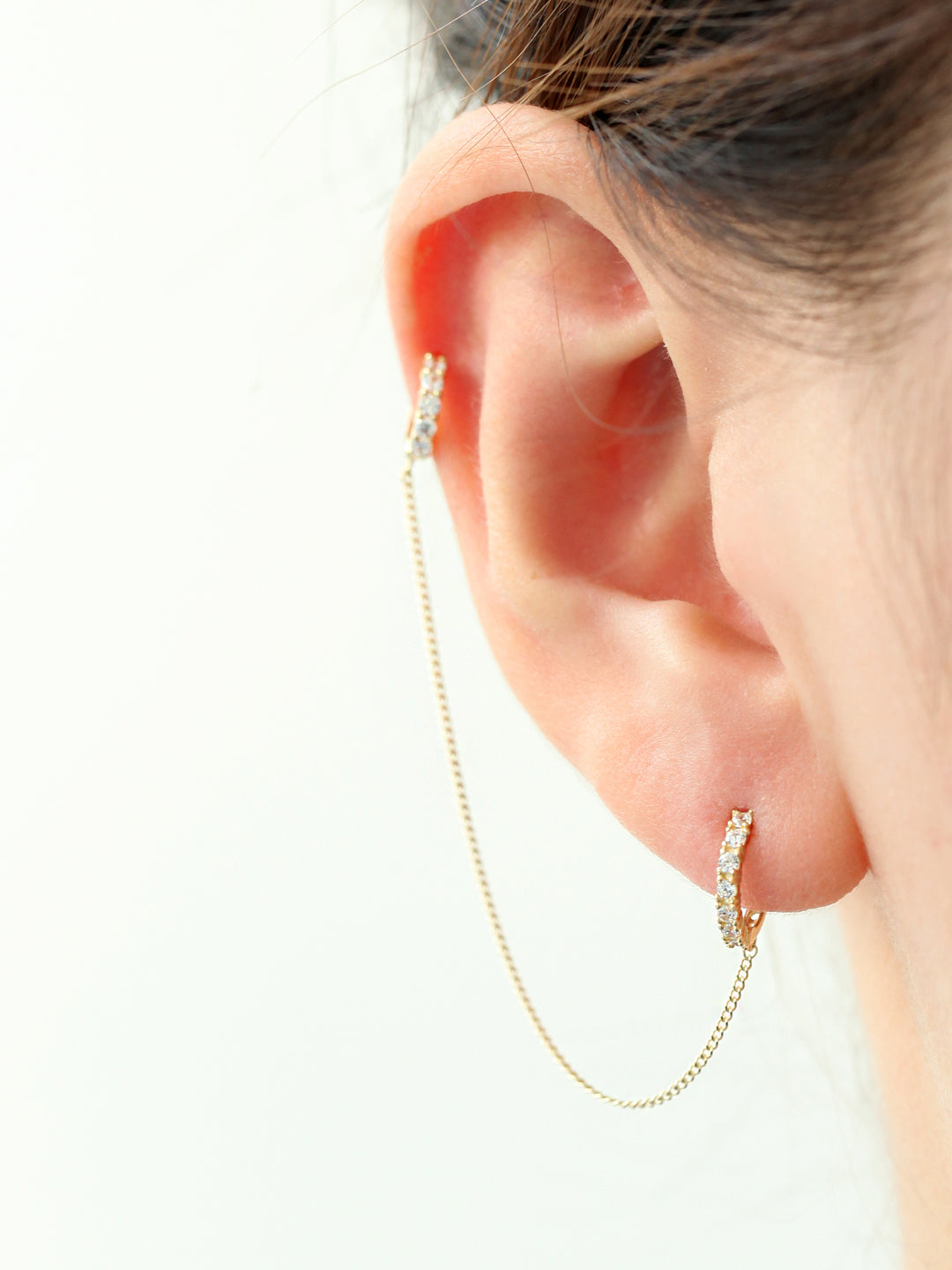 14K Gold Cubic Hoop Layered Earring