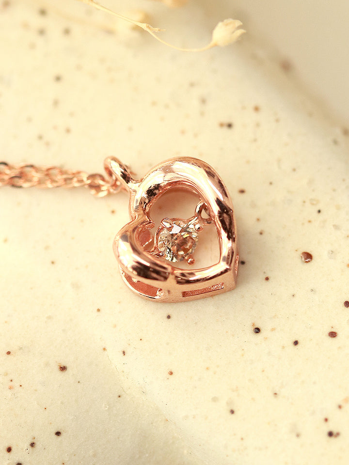 14K 18K Gold Cognac Diamond Heart Necklace