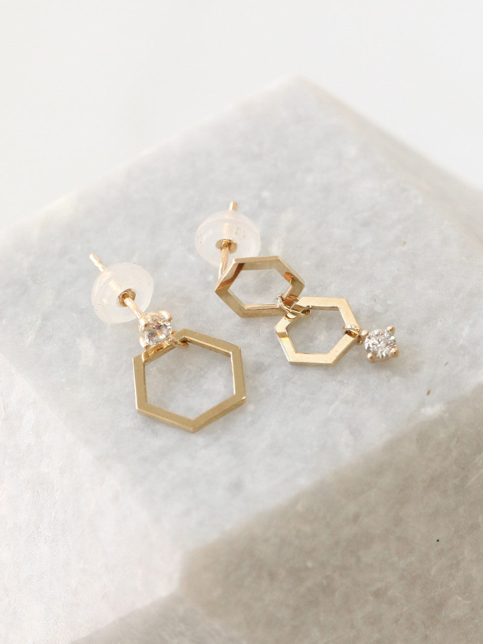 14K Gold Honeycomb Drop Earring