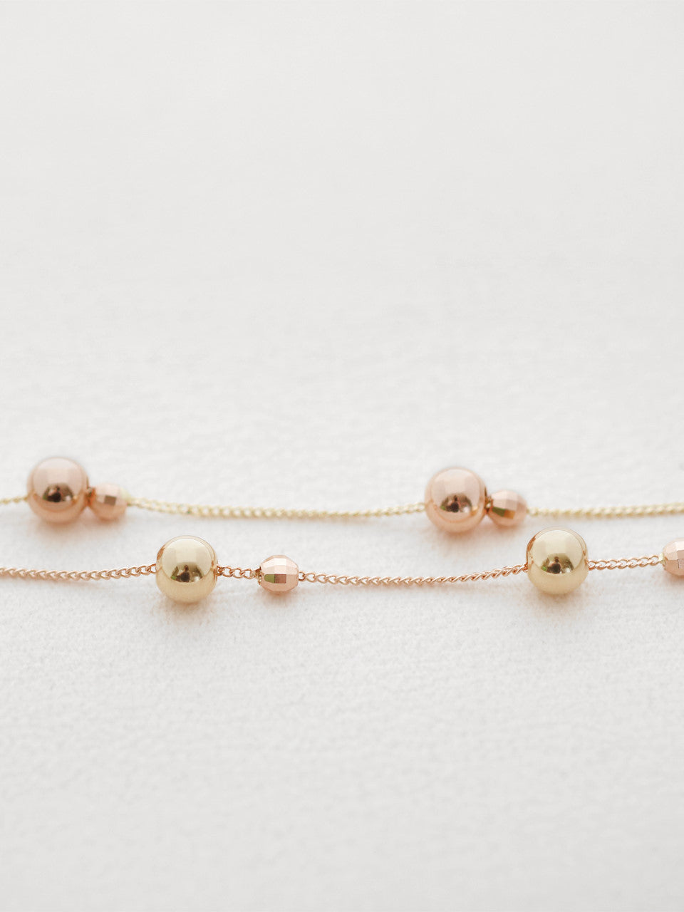 14K Gold Mix Round Ball Bracelet