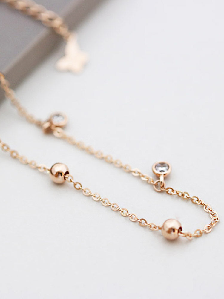 14K Gold Ball Cubic Anklet