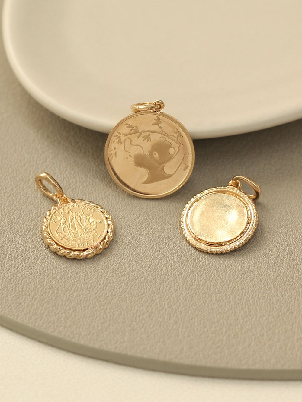 14K Gold Coin Necklace Pendant