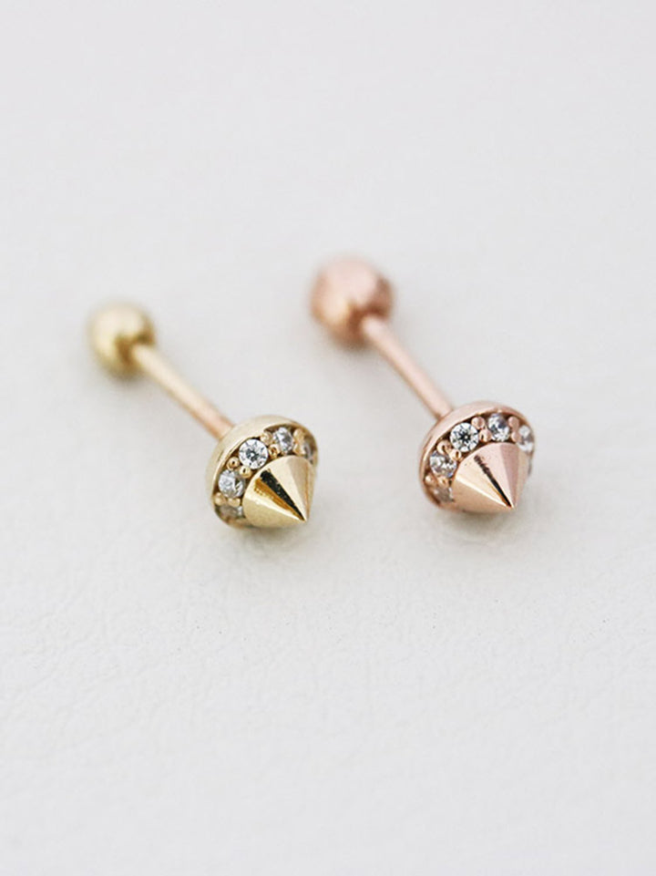 14K Gold Cubic Cone Cartilage Earring 18G16G