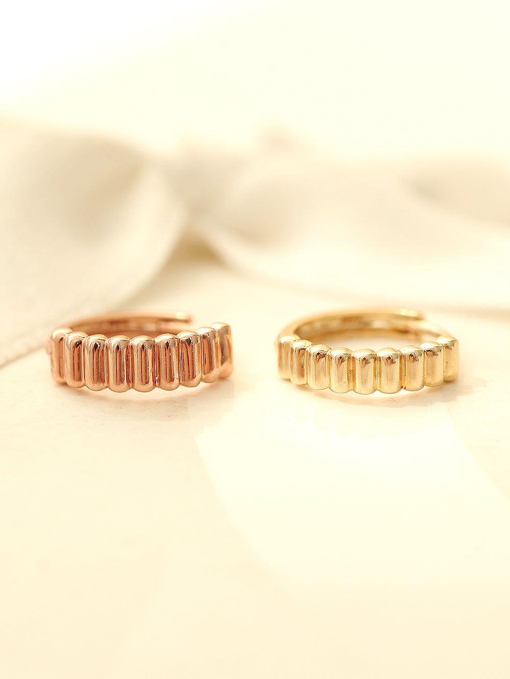 14K Gold Gear Hoop Earring