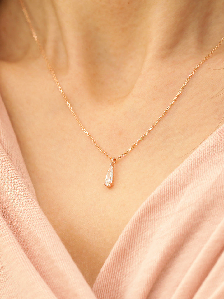 14K 18K Gold Tear Drop Cubic Necklace