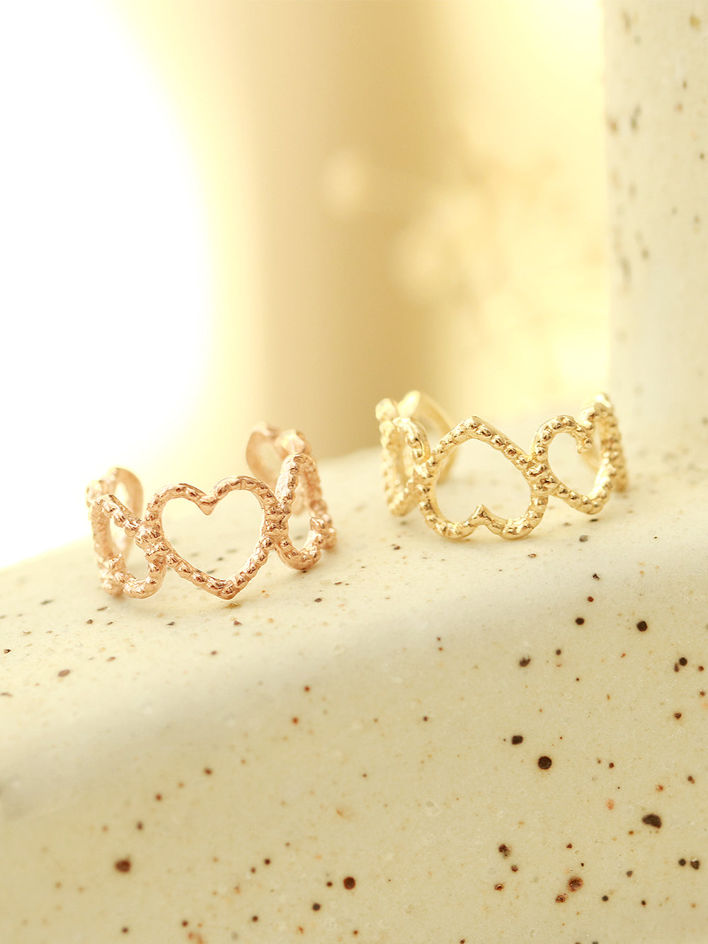 14K Gold Bubble Heart Ear Cuff