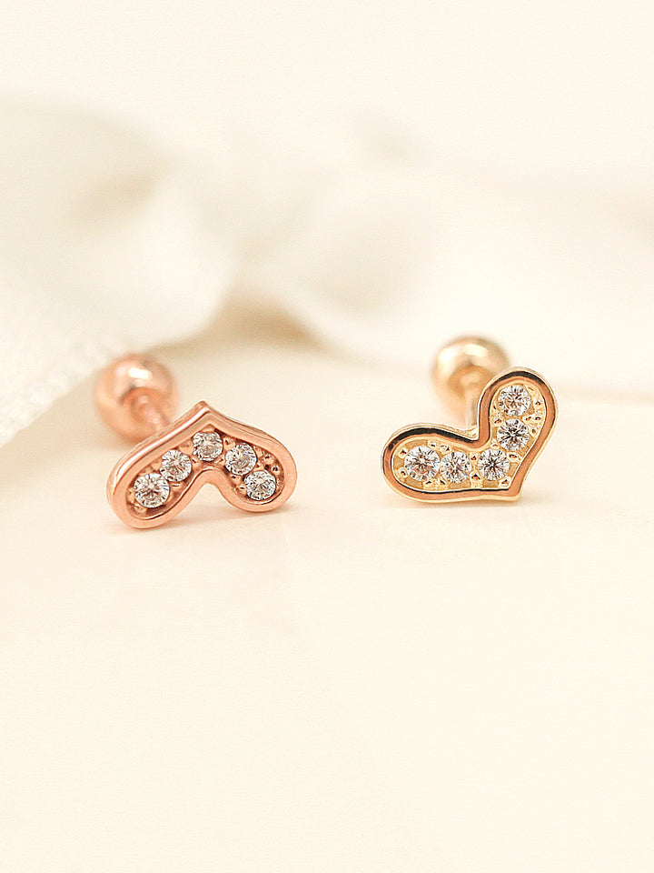 14K gold Lovely Heart cartilage earring 20g