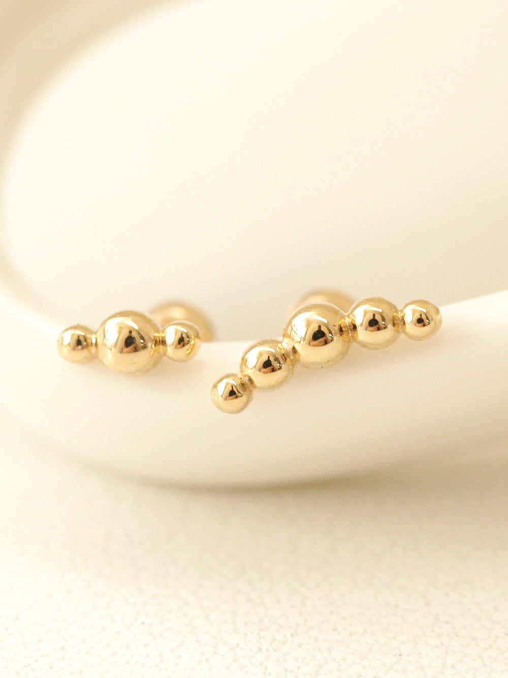 14K Gold Peanut Bubble Cartilage Earring 20G