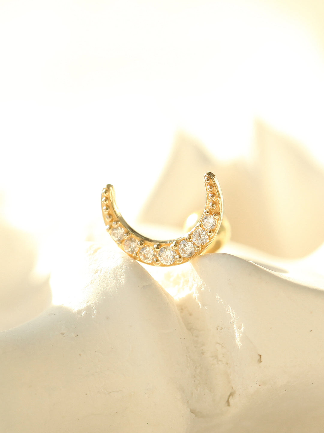 14K gold Cubic Moon cartilage earring 20g