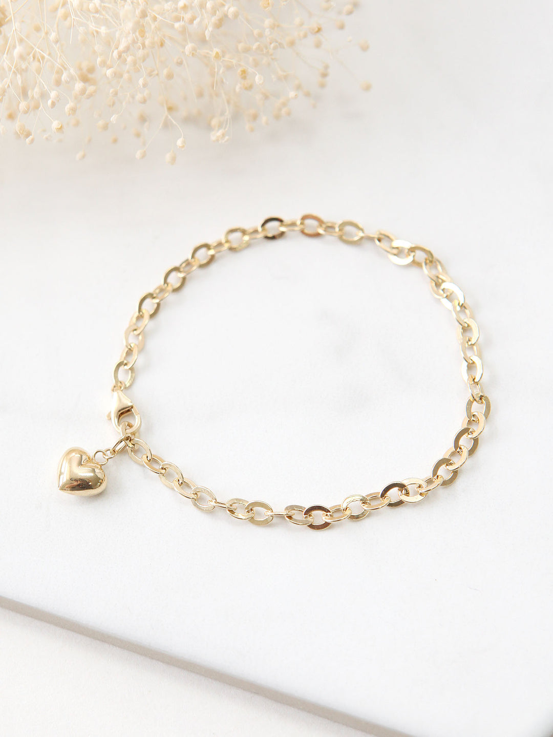 14K Gold Hollow Chain Bracelet