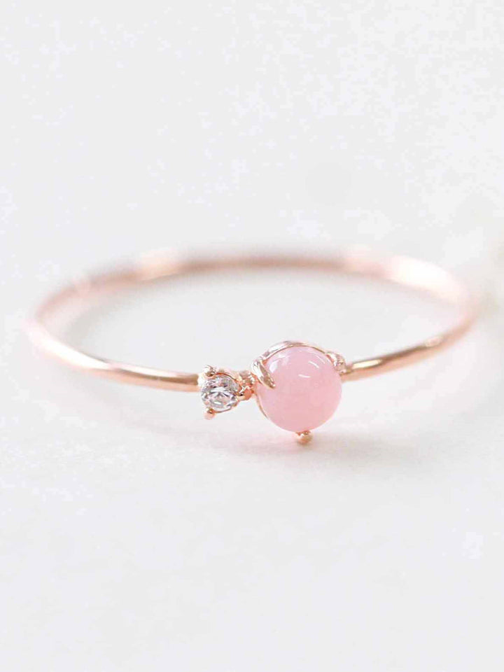 14K Gold Pink Stone Cubic Ring