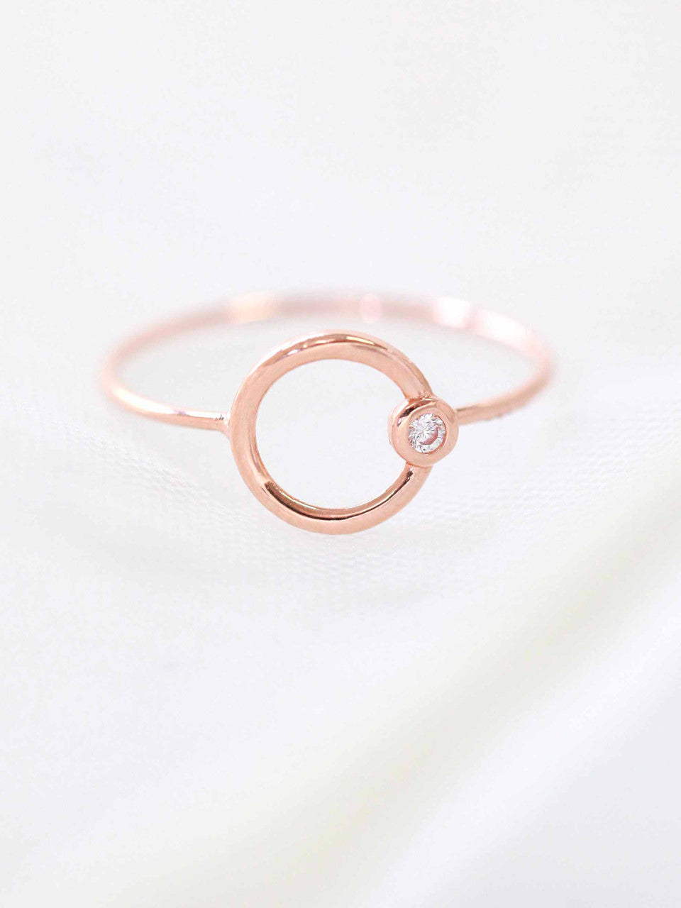 14K Gold Circle Cubic Ring