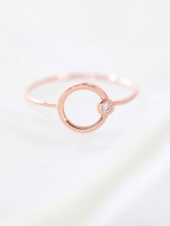 14K Gold Circle Cubic Ring