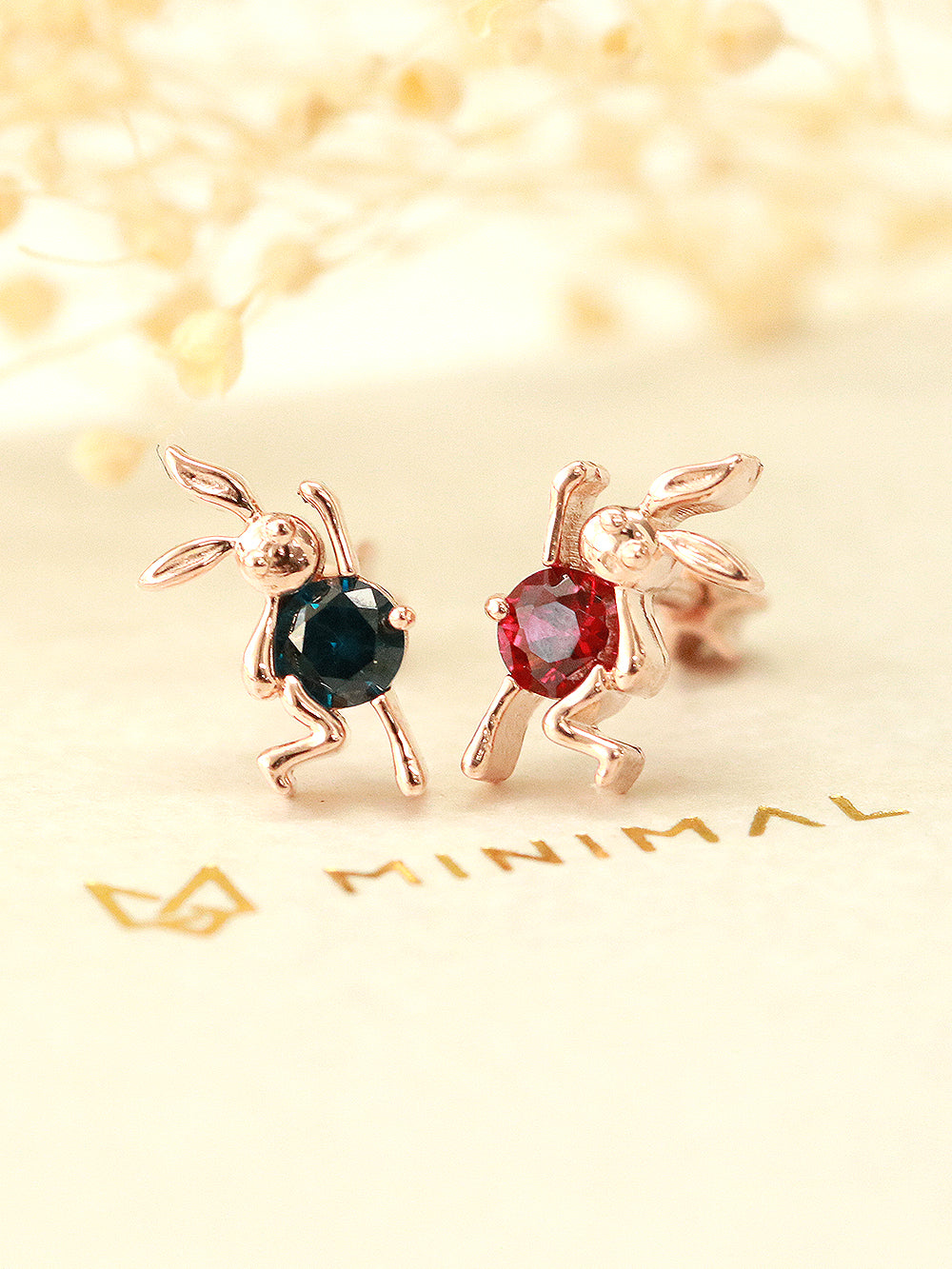 14K Gold Dancing Rabbit Cartilage Earring 18G16G