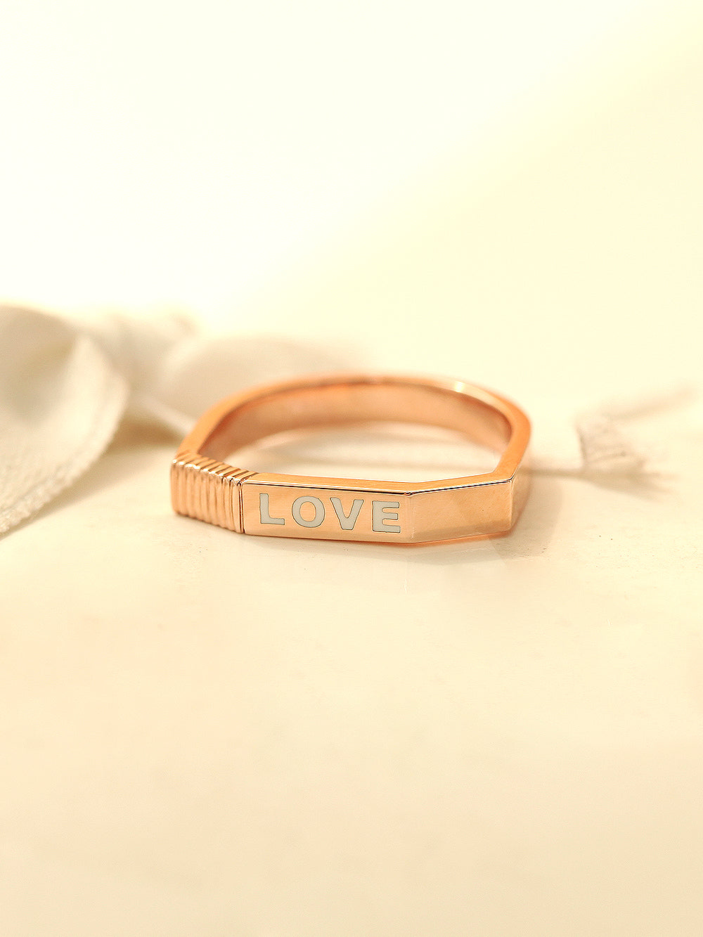 14K 18K Gold Enamel Love Ring