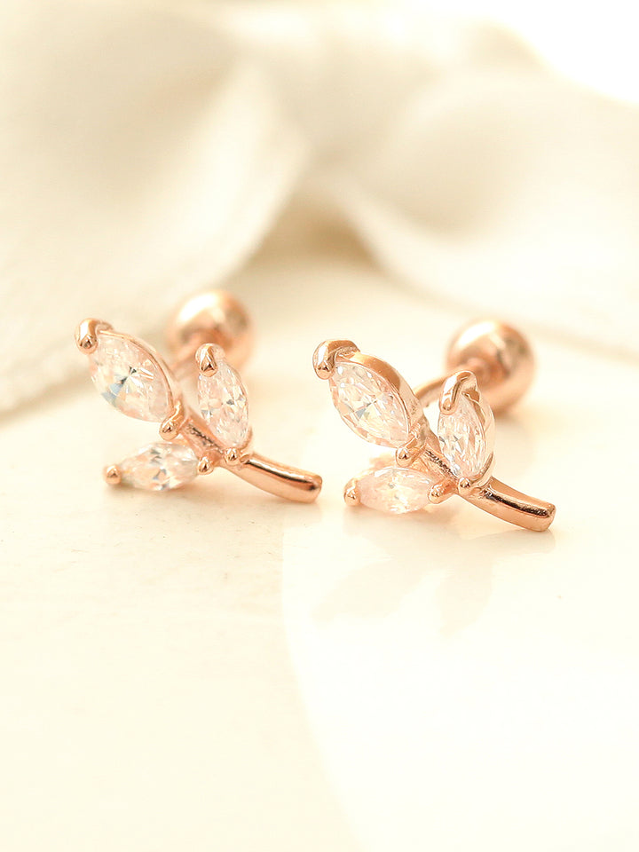 14K gold Leaf Cubic cartilage earring 20g