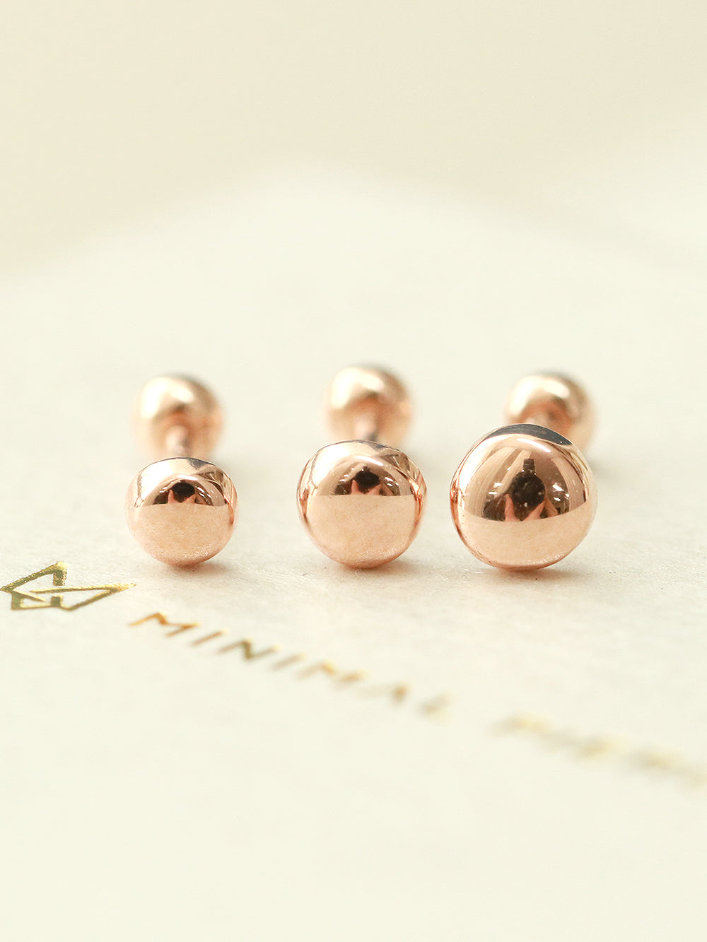 14K Gold Flat Ball Cartilage Earring 20G18G