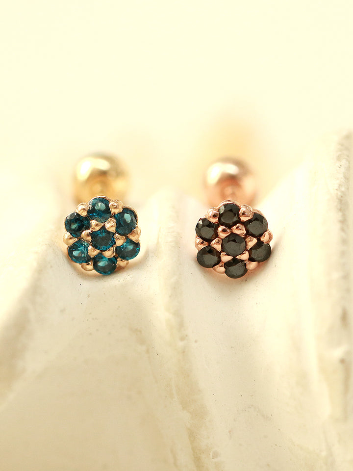 14K Gold Mini Colorful Flower Cartilage Earring 20G