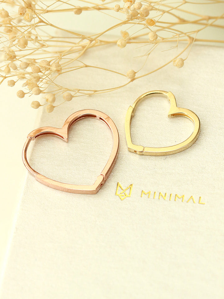 14K Gold Modern Heart Hoop Earring