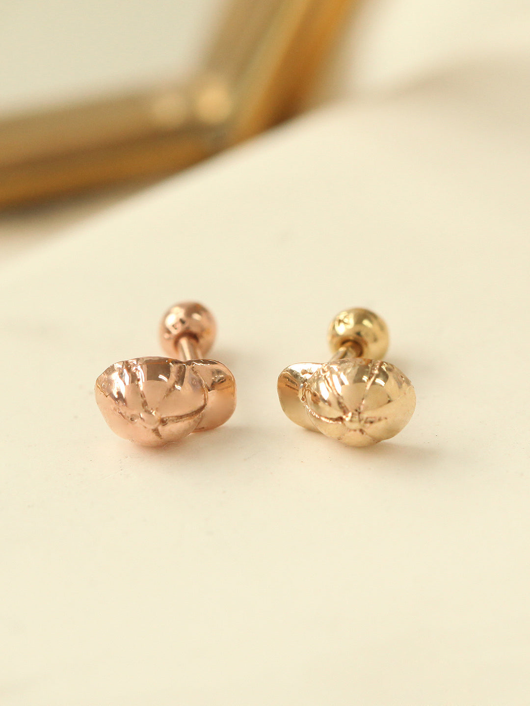 14K Gold Cap Cartilage Earring 18G16G