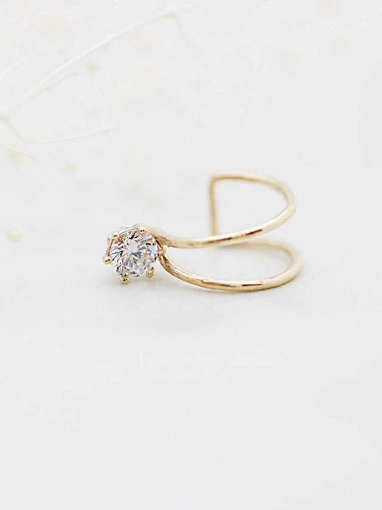 14K Gold Simple CZ ear cuff