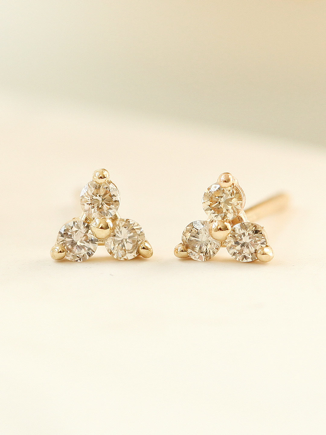 14K Gold Triangle Cognac Diamond Earring